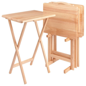 Winsome Wood 5-Piece Tv Table Set, Natural, Pack of 2