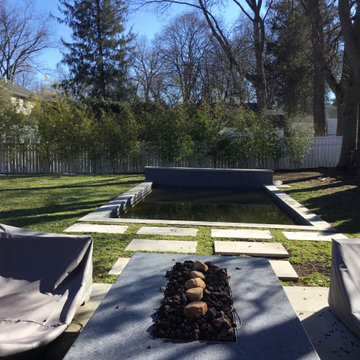 Pool and yard seen from patio before planting