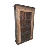 Mogul Interior - Consigned Hand-Carved Antique Indian Bookcase With Traditional Carvings - Bookcases