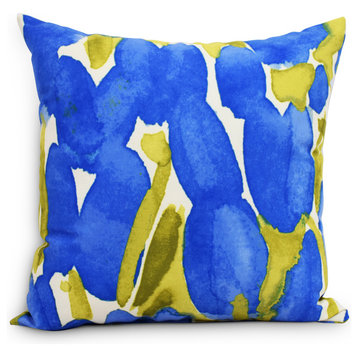Sunset Tulip Floral Decorative Outdoor Pillow, Blue, 18"