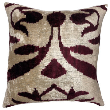 Brown Velvet Turkish Ikat Pillow 16''x16''