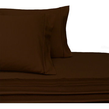 100% Cotton Waterbed Sheet Set, 450 TC Solid, Chocolate, Single