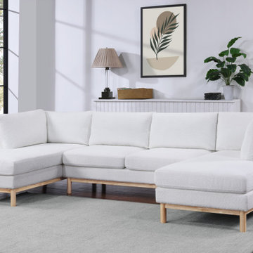 Hallie 124" Sherpa Double Chaise U-Shape Sectional Sofa