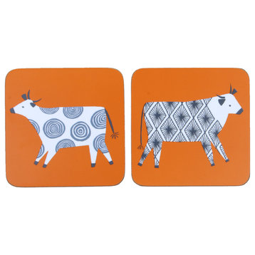 Curious Cows Coasters, Set of 4