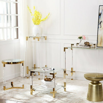 Modern Glass and Lucite Side End Tables