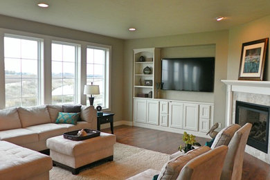 Example of a farmhouse family room design in Other