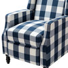 Upholstered Manual Recliner With Wingback, Navy