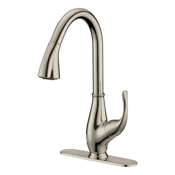 Brushed Nickel Finish Pull-Down Kitchen Faucet LK7B, 1 Hole, 3 Holes