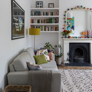 75 Beautiful Scandinavian Living Room With A Wood Fireplace