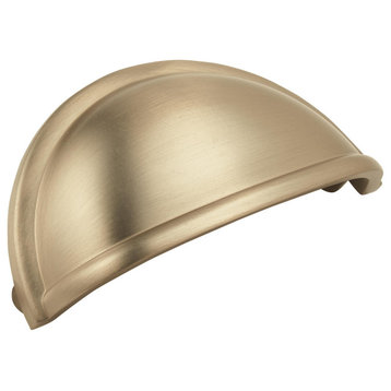 Amerock Traditional 3" 76 mm Center-to-Center Cabinet Cup Pull, Golden Champagne