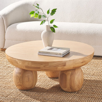 Safavieh Couture Hayliette Round Wood Coffee Table, Natural