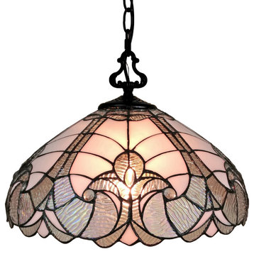 Tiffany Style 2 Light Antique Pendant Lamp, 16" Wide