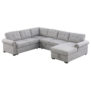 Alexent Sofa Sleeper Couch for Living Room Fabric Pull Out Couch Bed w/ Storage