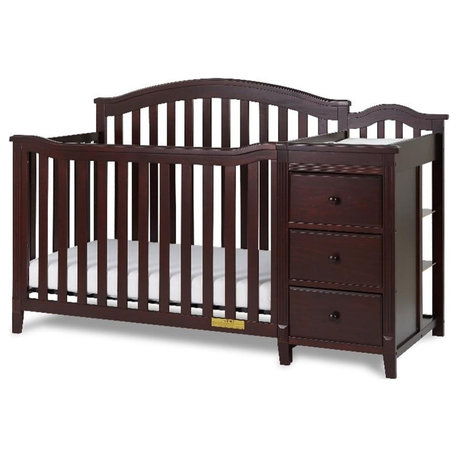 AFG Baby Furniture Kali II Wood 4-in-1 Convertible Crib and Changer in Espresso