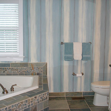 Bathrooms: Painted free-hand textured strip
