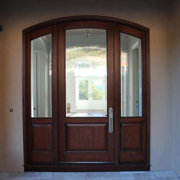 Single Flat Arch Entry Door with Side Lights