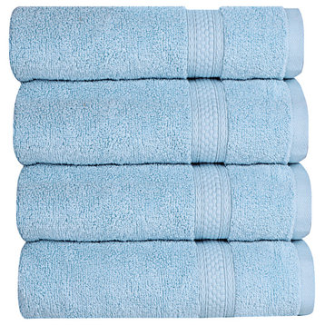 A1HC Bath Sheet Set, 100% Ring Spun Cotton, Ultra Soft, Quick Dry, Chambray Blue, 4 Piece Bath Sheet (35x70)
