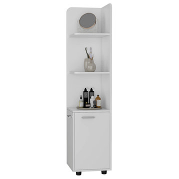 Sunriver Corner Shelf With Cabinet, White