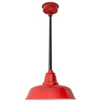 Cocoweb - 16" Farmhouse LED Pendant Light, Cherry Red With Black Downrod - Rustic Style with a Modern Twist