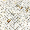 Calacatta Gold Calcutta Marble Herringbone Mosaic Tile Polished, 1 sheet