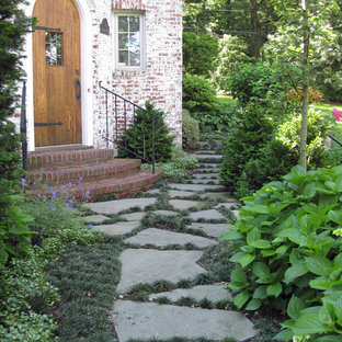 Inspiration for a small traditional front door in New York with a single front door and a medium wood front door.