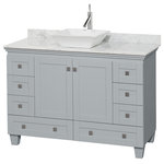 Wyndham Collection - Acclaim 48" Single Bathroom Vanity - Wyndham Collection Acclaim 48" Single Bathroom Vanity in Oyster Gray, White Carrera Marble Countertop, Pyra White Porcelain Sink, and No Mirror