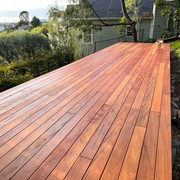 mahogany deck on a slope