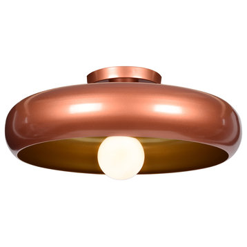 Bistro Round Colored LED Flush Mount, Copper and Gold, 15.75"