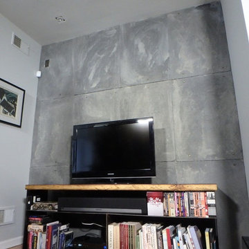 Steel Console and Cement Panel Accent Wall