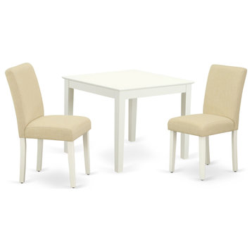 3-Piece 36" Kitchen Table, 2 Parson Chair-Light Beige