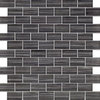 Zephyr Charcoal Grey Glossy Bricks Pattern Glass Mosaic Tiles, Sheet