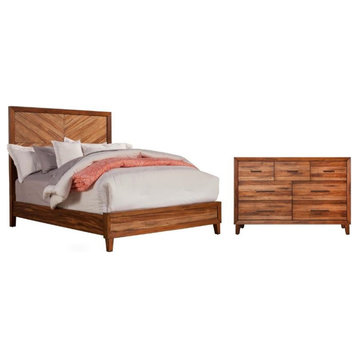 Home Square 2-Piece Set with Trinidad Full Bed & 7 Drawer Dresser in Toffee