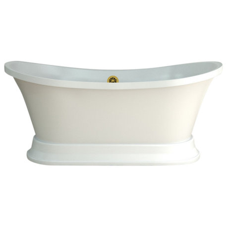 60" Streamline N10280BGL Soaking Freestanding Tub With External Drain