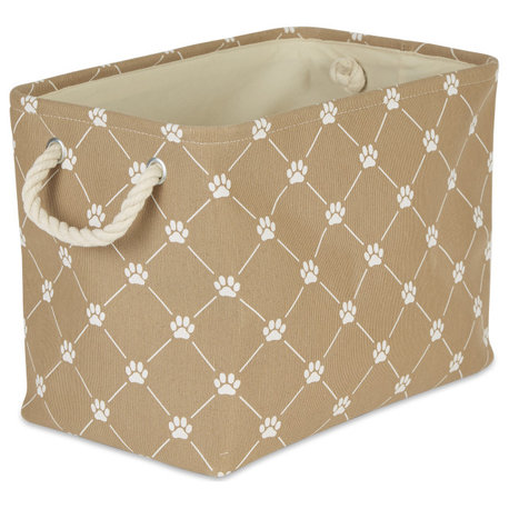 Polyester Pet Bin Trellis Paw Taupe Rectangle Medium