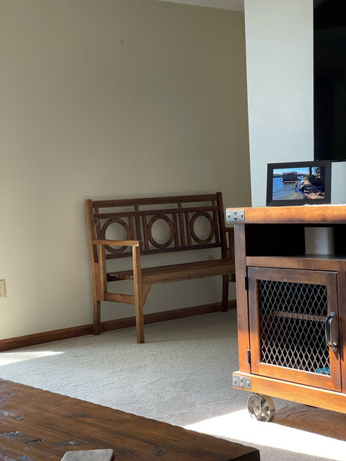 wood bench in living room