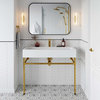 Redeem 40" Wall-Mount Gold Stainless Steel Bathroom Vanity, Gold White