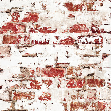 Industrial Plastered Red Brick 32'x20.8" Wallpaper