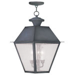 Livex Lighting - Mansfield Outdoor Chain-Hang Light, Charcoal - With stunning seeded glass and a charcoal finish, this outdoor hanging lantern will make an elegant addition to any outdoor space. Formed from solid brass & traditionally-inspired, this hanging outdoor lantern is perfect for a back porch or entry way.