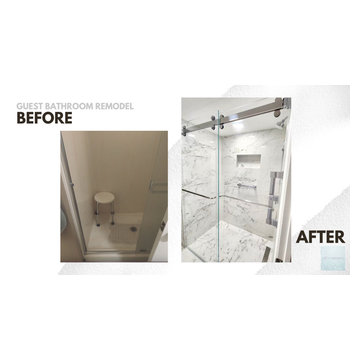Guest Bathroom Remodel - from dark and outdated to bright & beautiful