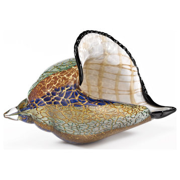 9 Multicolor Large Conch Shell Art Glass