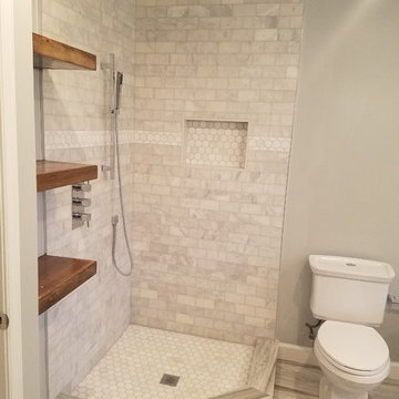 Gray and White Marble Master Bathroom