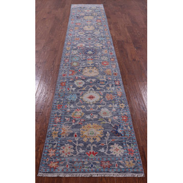 Turkish Oushak Hand Knotted Wool Runner Rug 2' 6" X 13' 3" - Q14980