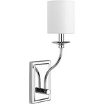 Progress Lighting - Bonita Collection 1-Light Wall Sconce, Polished Chrome - Bonita sconces have a traditional elegance to complement luxurious living with an understated beauty. Crisp metal fittings support a graceful frame and candle topped with a linen shade.