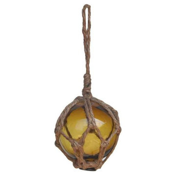 Amber Japanese Glass Ball Fishing Float With Brown Netting Decoration Christmas