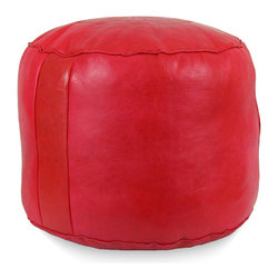 Tabouret Fez Wonderful Leather Pouf in Red - Footstools And Ottomans