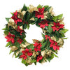 Holiday Poinsettia Wreath, 30"
