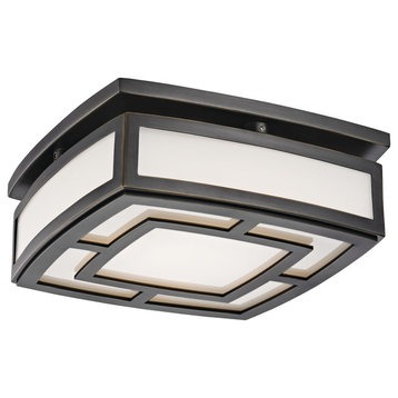 Elmore Small LED Flush Mount, Old Bronze Finish, Frosted Glass