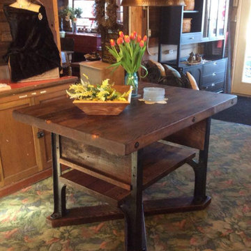 Industrial Table — Antique Cast Iron Bases and Reclaimed Barnwood