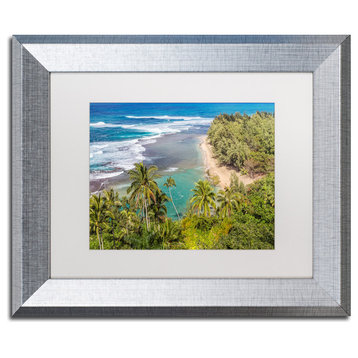 Pierre Leclerc 'Tropical Paradise' Matted Framed Art, Silver Frame, White, 14x11