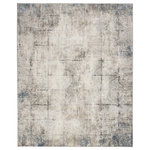Nourison - Calvin Klein CK022 Infinity 9' x 12' Ivory Grey Modern Indoor Area Rug - Inspired by decorative tile, this abstract rug from the Calvin Klein Infinity collection is a versatile foundation for modern decor. The geometric pattern, presented in neutral ivory, grey, and blue, is finished with an artful fade. Machine-made for lasting style from softly textured, easy-clean fibers.